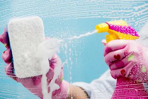 Upholstery cleaning equipment used on a fabric sofa